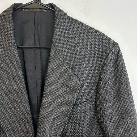 Oscar De La Renta Grey Houndstooth 100% Wool Blazer Size 42 Regular - Picture 5 of 11